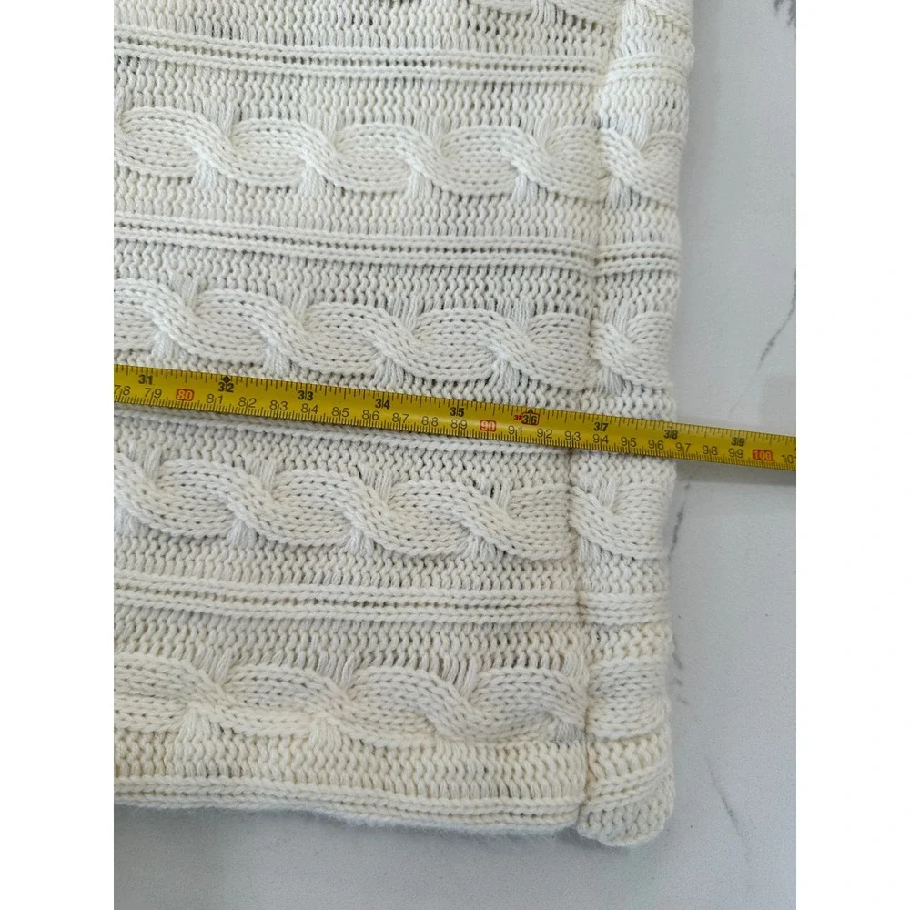 Restoration Hardware Baby Child Faux Fur Cable Knit Blanket‎ Cream Leopard Print